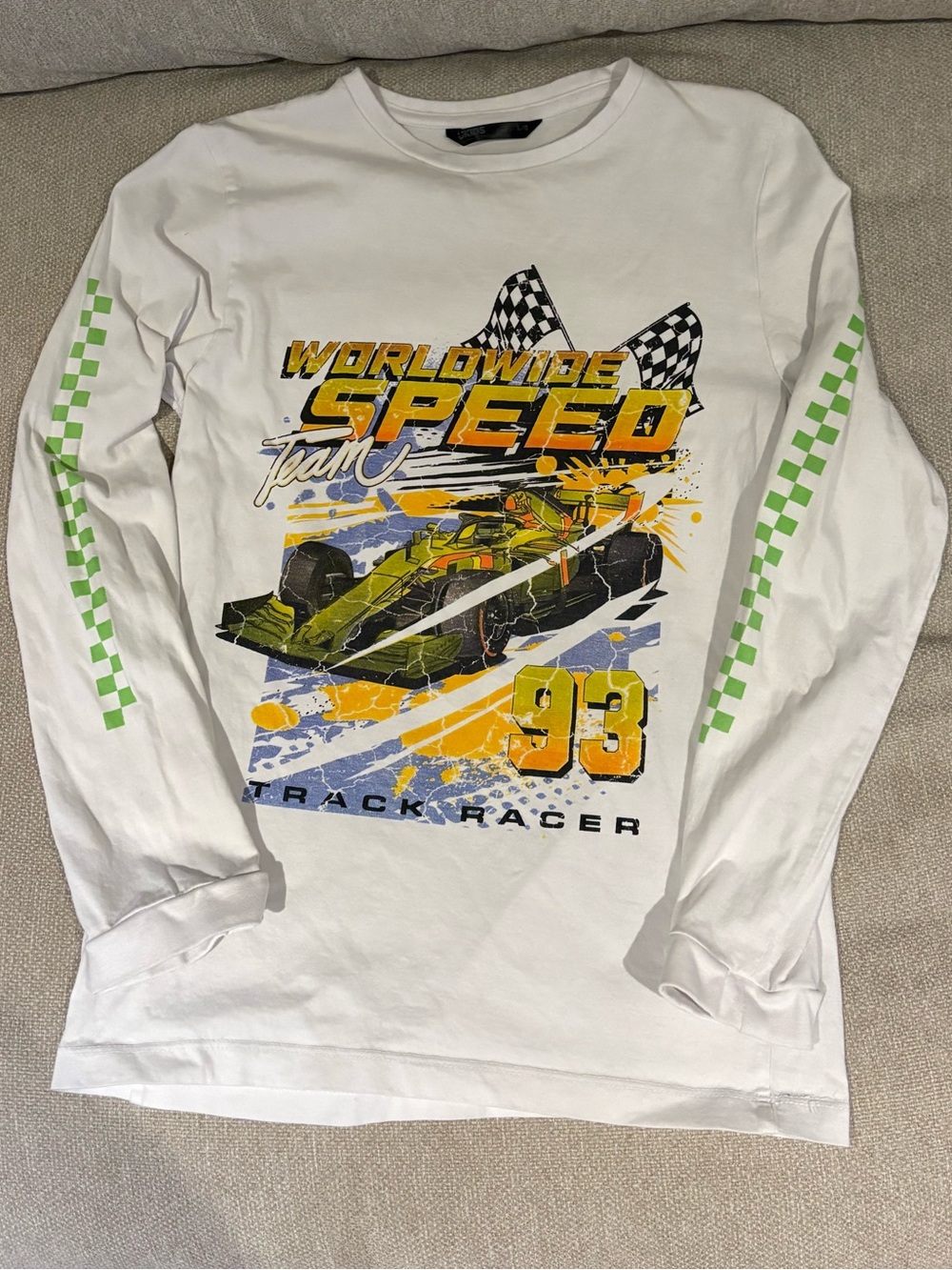 Kids White 'Worldwide Speed' Long-Sleeve Car Racing Tee